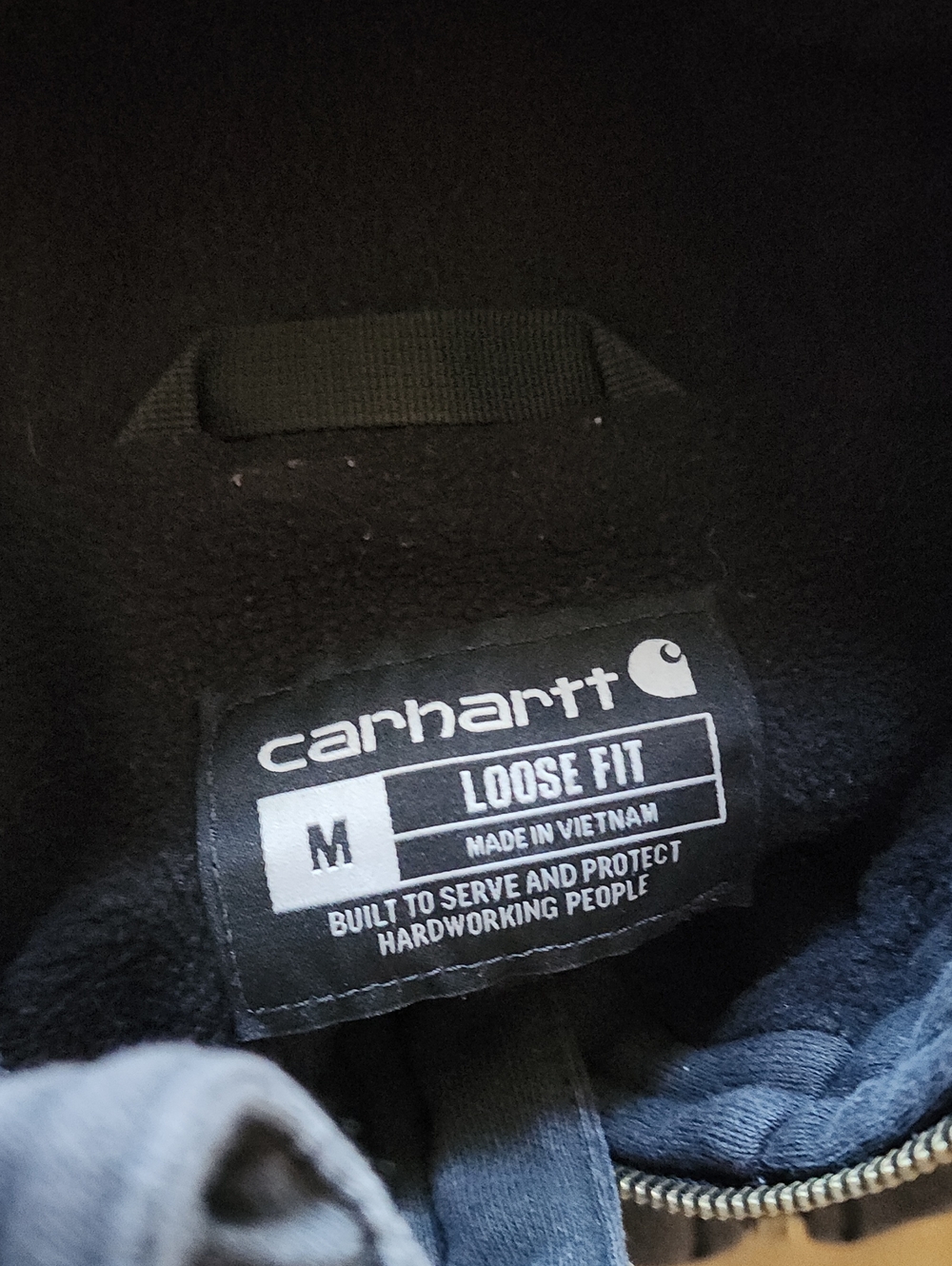 Carhartt Black Full-Zip Hooded Sweatshirt with Logo Patch - Picture 7 of 8